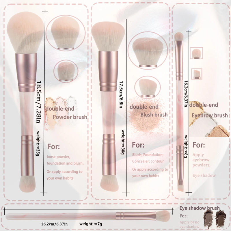 Description Picture 3 of itemMulti-use Double-Headed Makeup Brush for Loose Powder Blush Concealer Contouring Eyeshadow And Eyebrow Grooming