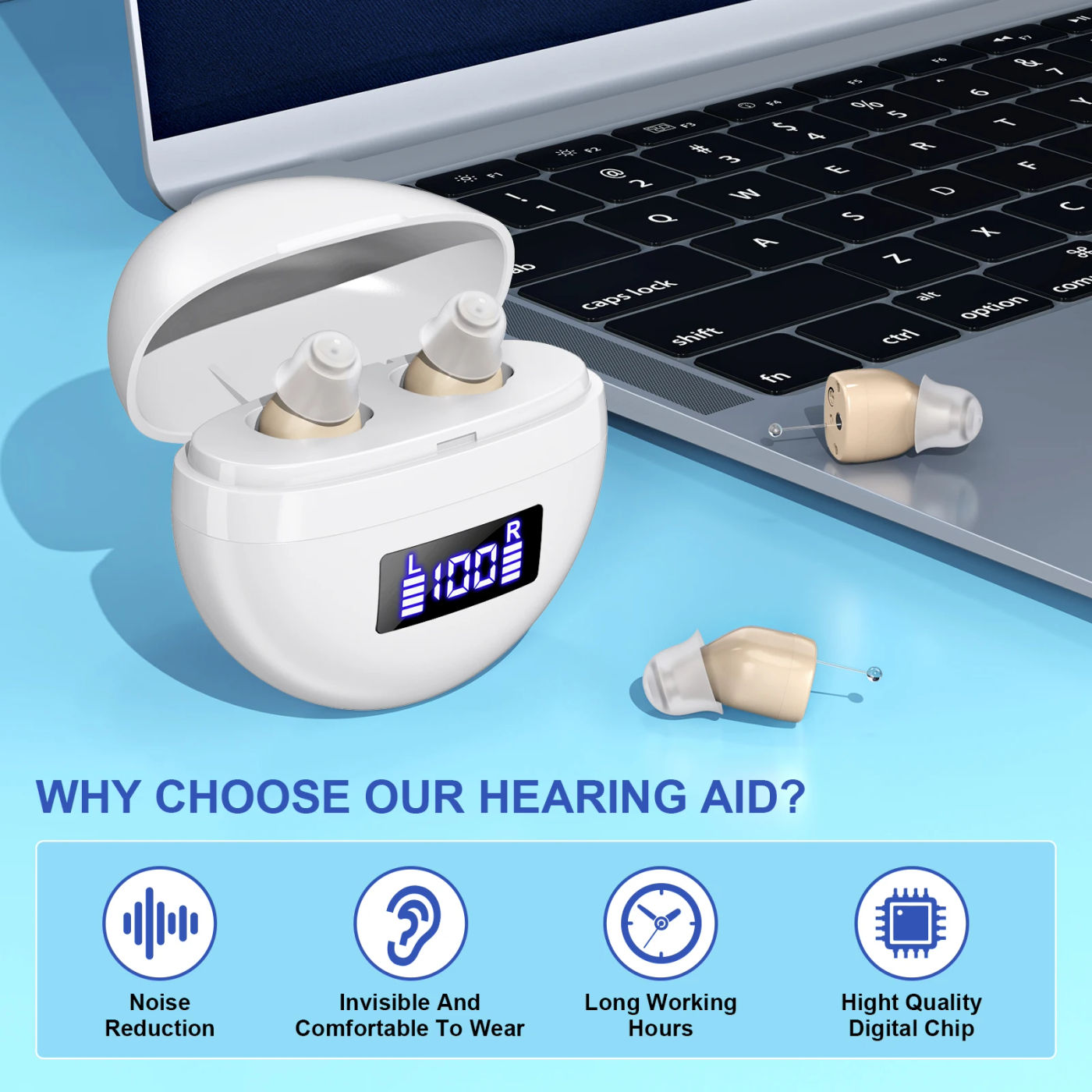 Description Picture 4 of itemMini In-ear Hearing Amplifiers Invisible Hearing Aids Adjustable Volume Hearing Aids With Rechargeable Display