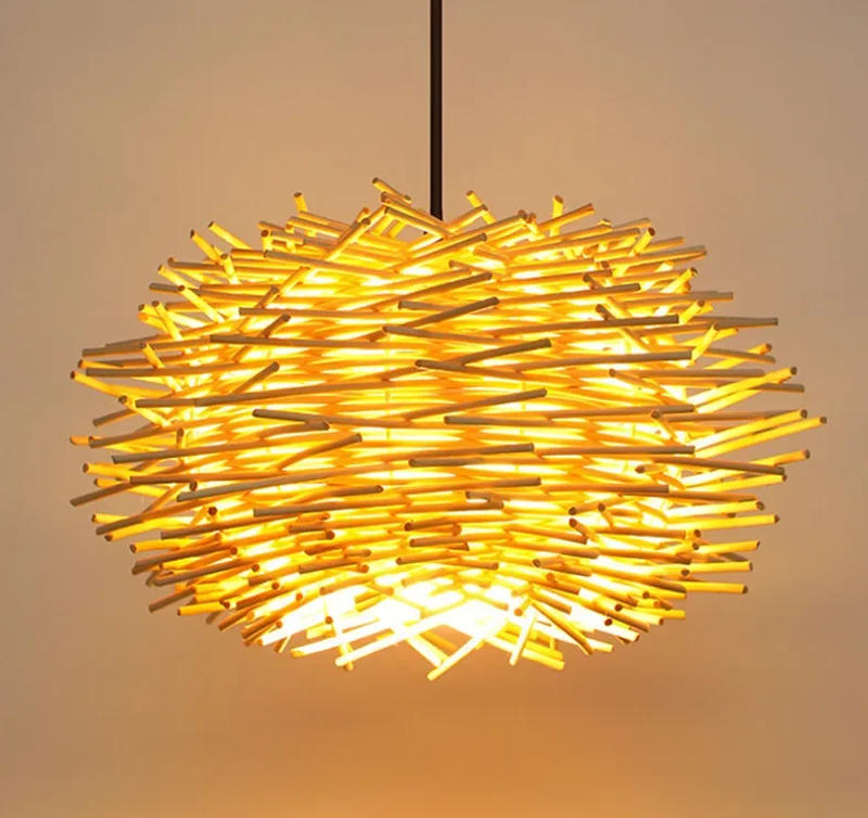 Description Picture 4 of itemJapanese Bamboo Chandelier Chinese Style Rattan Woven Hanging Light Ceiling Lamp for Home Cafe Bar Decorate Restaurant Lighting