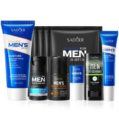 SADOER Men's Skin Care Sets Moisturizing Face Cream Facial Mask Lip Balm Sunscreen Facial Cleanser Eye Cream Men Skin Care Kit