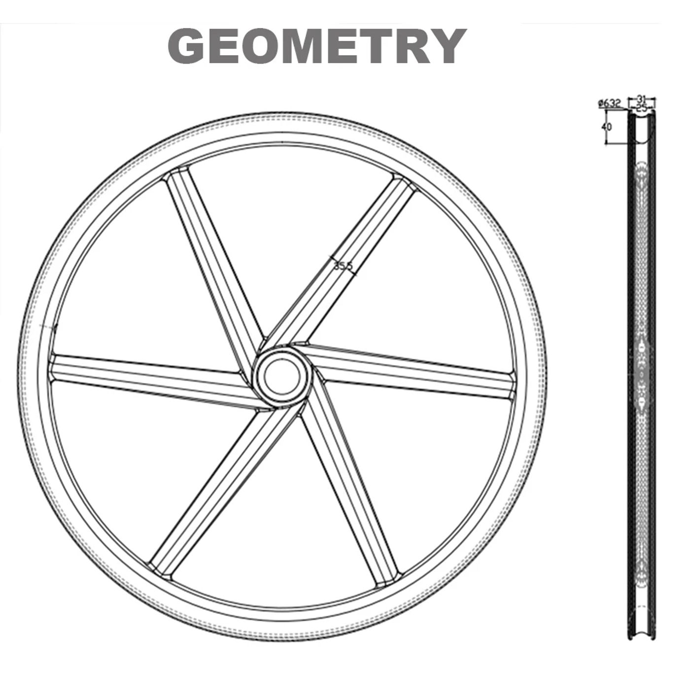 Description Picture 4 of itemCarbon Wheels for Gravel Road Bike, 700C Disc Brake, 6 Spoke, Super Light Tubeless 29er, UD Matte, 40mm Depthand Gravel Wheels