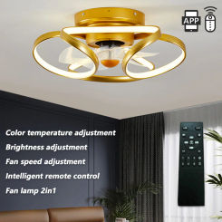 110V 220V Ceiling Fan Lamp Bedroom Living Room Scandinavian with APP Remote Control Infinitely Dimmable 52CM Indoor LED Light