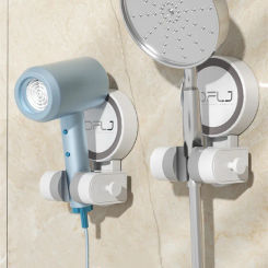 2pc Movable Bracket Powerful Suction Shower Seat Chuck Holder Strong Attachable 360° Shower Head Holder Stand Bathroom Universal
