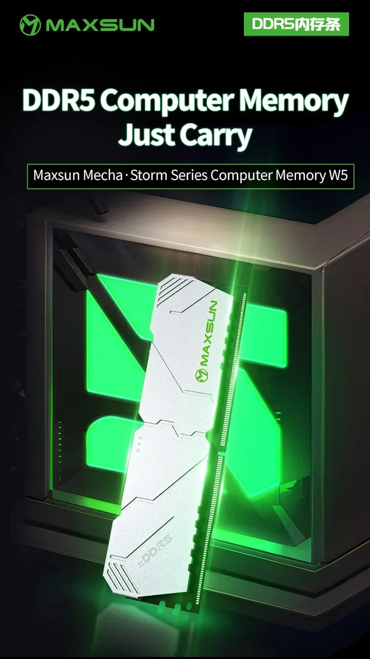 Description Picture 2 of itemMAXSUN DDR5 Memoria RAM 6400MHZ 16GB Desktop Memory DDR5 Heatsink RAMs Dual channel Computador Component Desktop PC