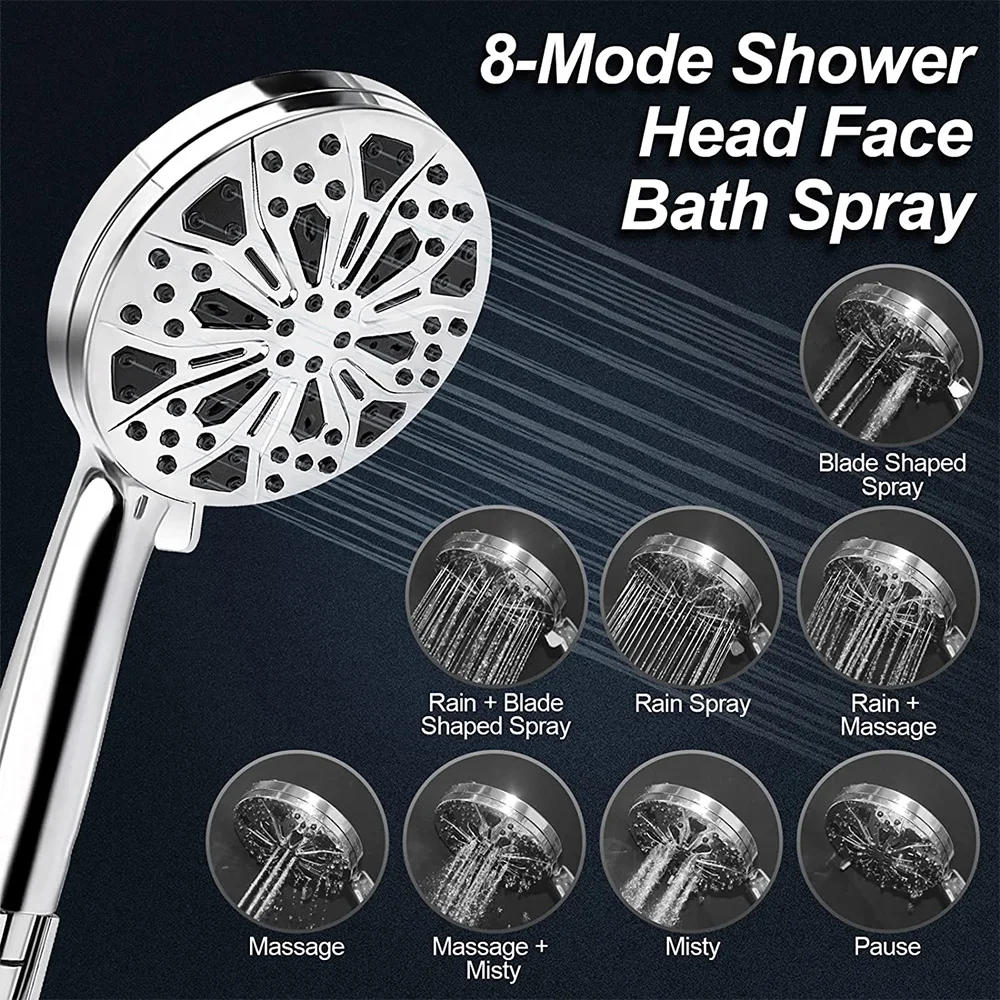 Description Picture 3 of itemHandheld Shower Head 10-Mode 5.1”High Pressure Shower Head Built-in 2-Mode Power Wash Spray Bathroom Faucet Replacement Parts
