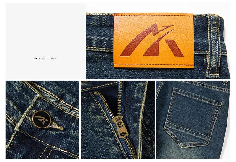 Description Picture 5 of itemRetro Men's Stretch Straight Jeans Washed Fashion Distressed Baggy Denim Trousers Male Full Length Classic Brand Pants