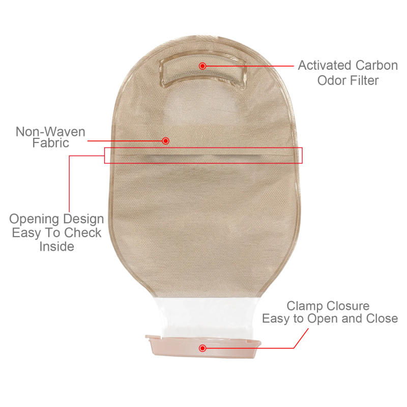 Description Picture 4 of item10pcs barriers/15pcs bags+6pcs barriers Two Piece Colostomy Bags with Clamp Clip for Ostomy Patient Care