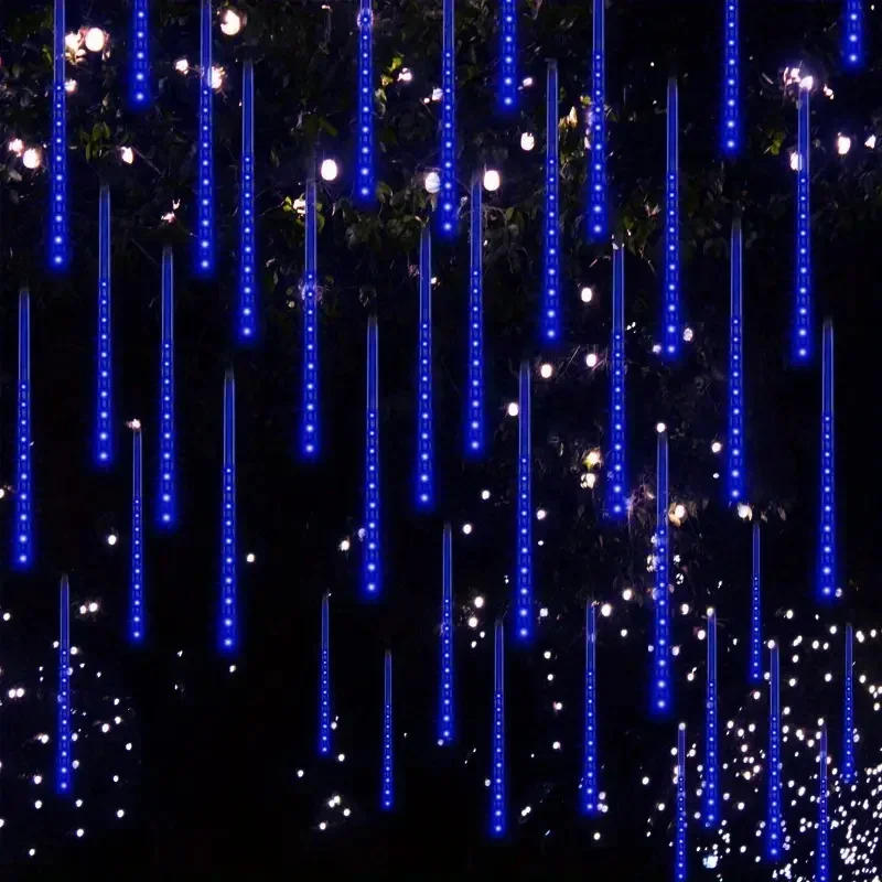 Description Picture 5 of itemNew Year 32/24/16/8 Tubes Meteor Shower String Lights Street Garlands Christmas Tree Decorations for Outdoor Fairy Garden Lights