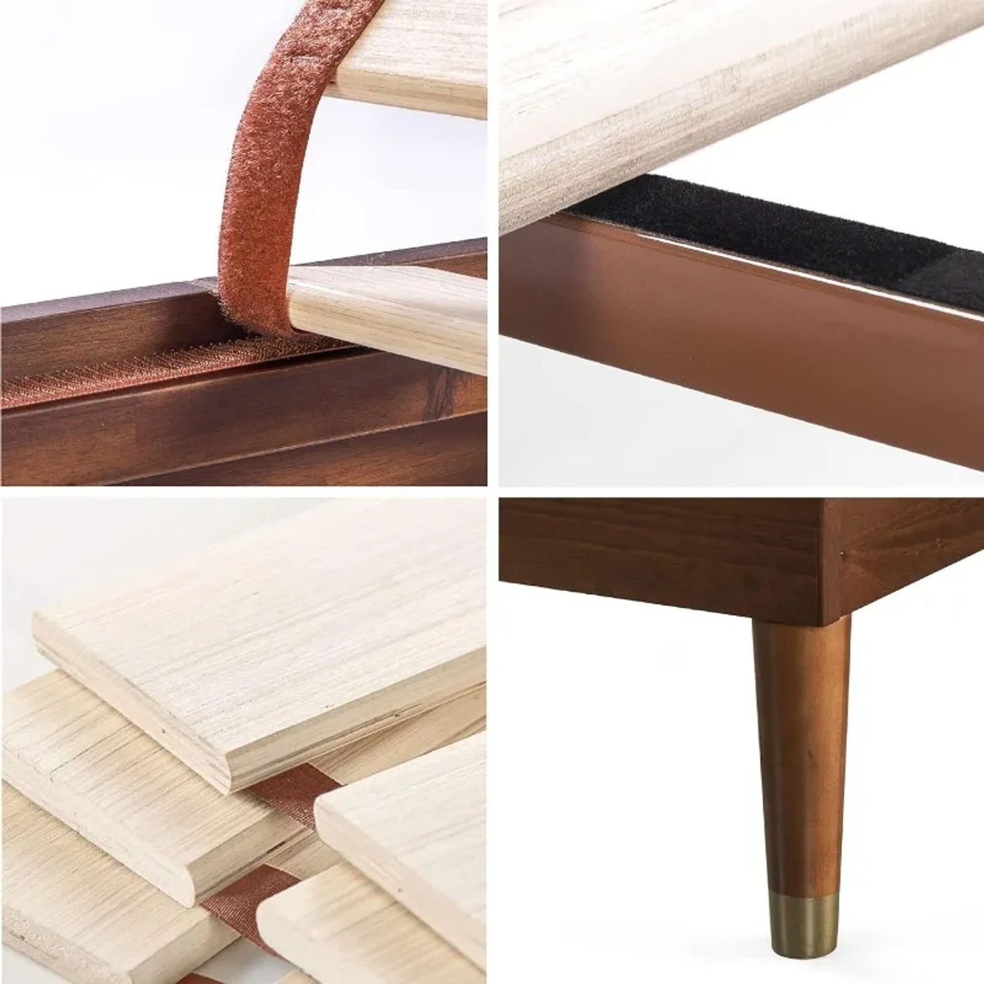 Description Picture 5 of itemRaymond Wood Platform Bed Frame with Adjustable Wood Headboard Solid Wood Foundation No Box Spring Needed Easy Assembly Queen