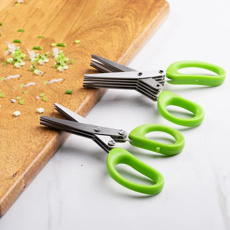 Description Picture 4 of itemMulti-functional Stainless Steel 3/5 Layer Kitchen Scissors Pepper Shredded Chopped Scallion Cutter Laver Cut Cooking Tool