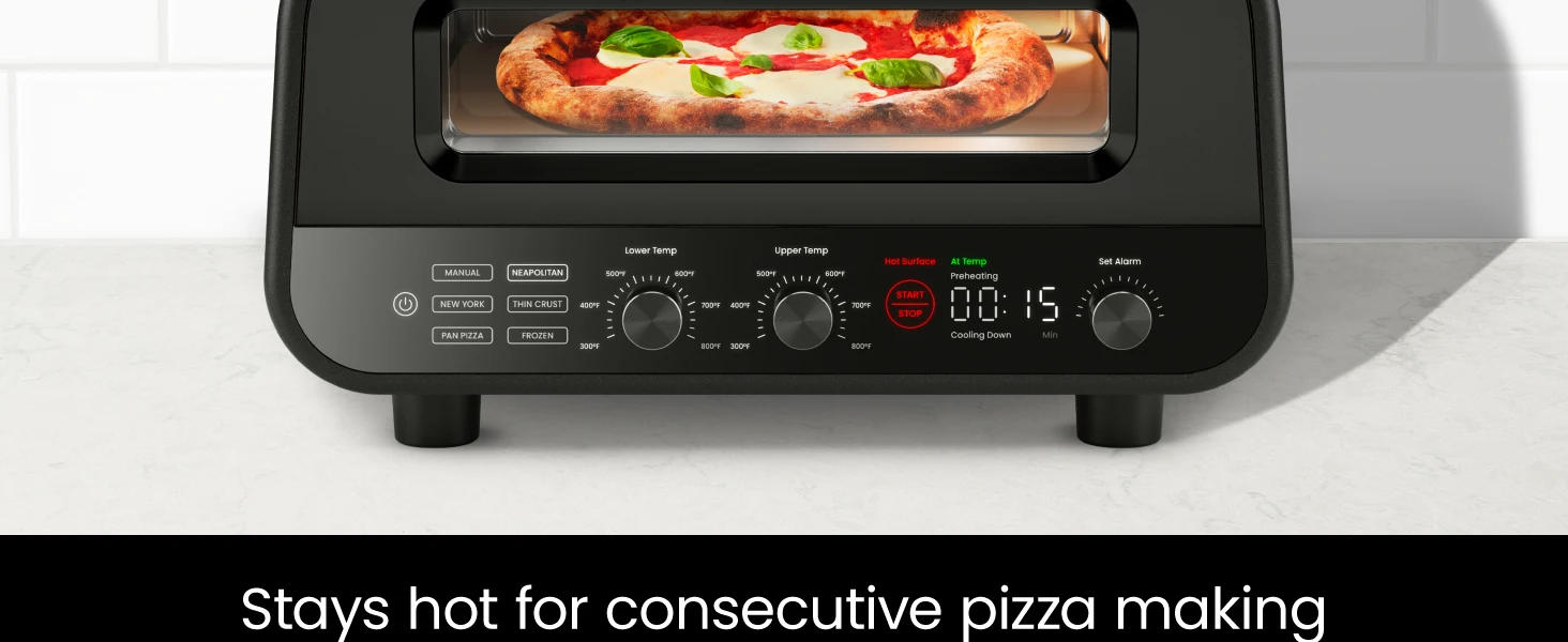 Description Picture 3 of itemIndoor Pizza Oven - Makes 12 Inch Pizzas in Minutes, Heats up to 800°F - Countertop Electric Pizza Maker with 5 Touchscreen Pres