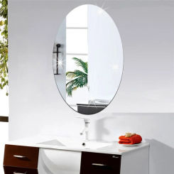 1x Mirror Wall Sticker Oval Square 3D Acrylic Self Adhesive- Tiles Sticker For Bathroom Make Up Mirror Sticker Home Decor