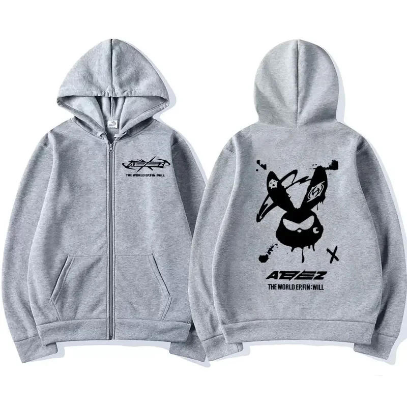 Description Picture 4 of itemAteez The World Ep. Fin Will Album Tour 2024 Zipper Hoodies Men Women Korean Fashion Zip Up Sweatshirt Casual Jacket Hoodie Tops