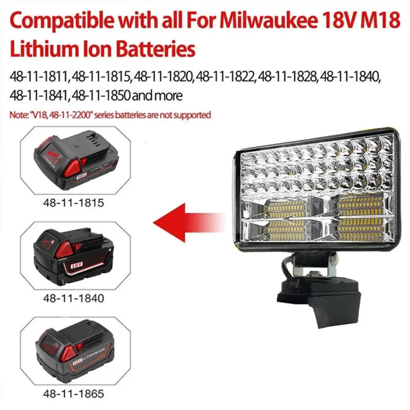 Description Picture 6 of itemLed Light For Milwaukee 18V Battery 8In Portable Spotlights Cordless Outdoor Work Fishing Handheld Emergency Tool Working Light