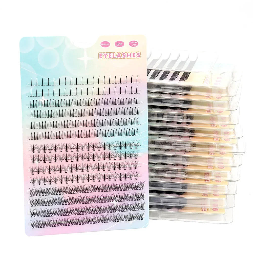 Description Picture 6 of item3D Heat Bonded False Lashes Individual DIY A/M Shape Spikes Cluster Eyelash Extension Fish Tail Mix Makeup Natural Premade Fan
