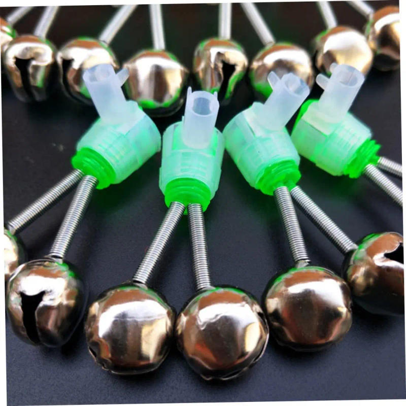 Description Picture 6 of itemNew Fishing Bite Alarms Fishing Rod Bell Rod Clamp Tip Clip Bells Ring Green ABS Fishing Accessory Outdoor Tackle Fish Alarm