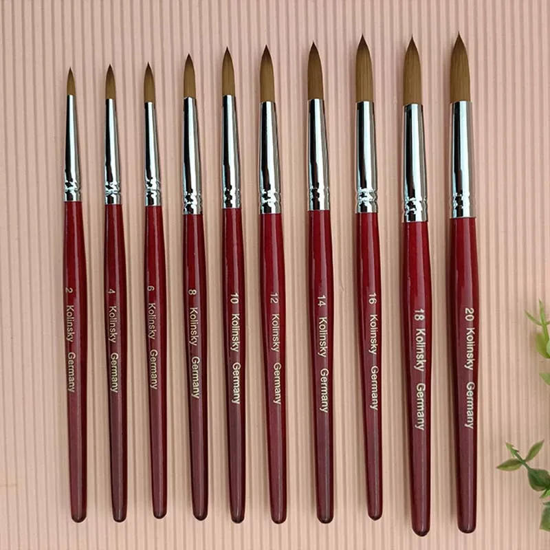 Description Picture 5 of item20% Kolinsky Acrylic Brushes Kits Liquid Nail Extend Art Tool Pen Natural Red Wool Handle Mink Artificial Hair Mixed