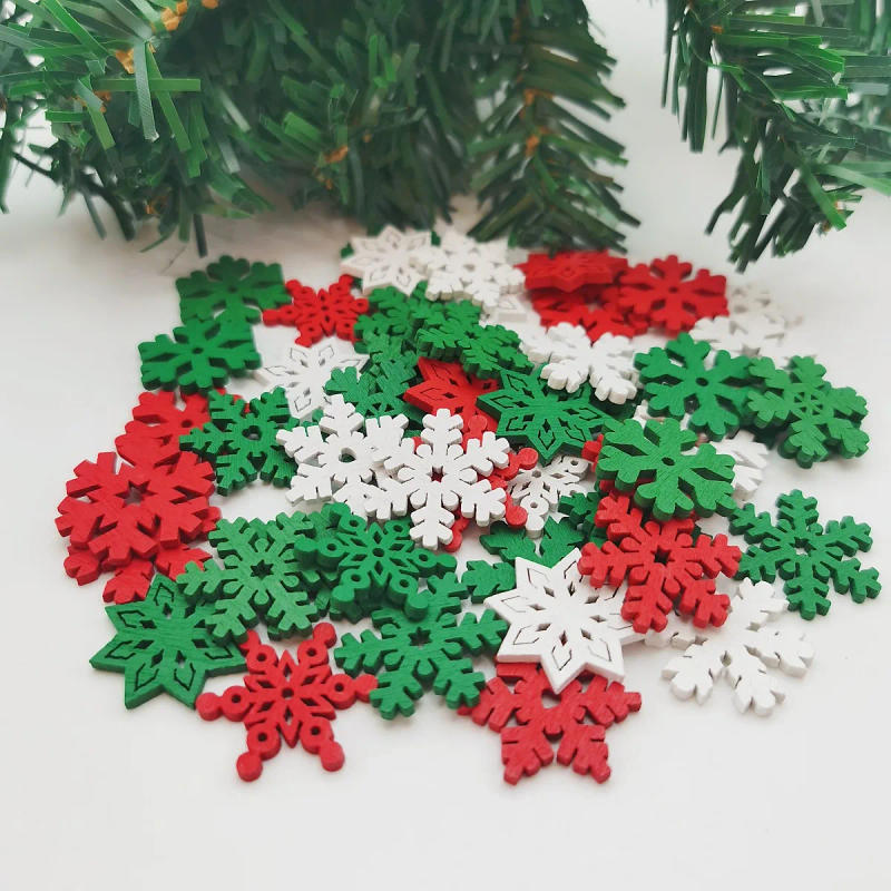Description Picture 3 of item50pcs 25mm Wooden Christmas Snowflake Cutouts Slices Ornaments For Scrapbooking Embellishments DIY Xmas Winter Crafts