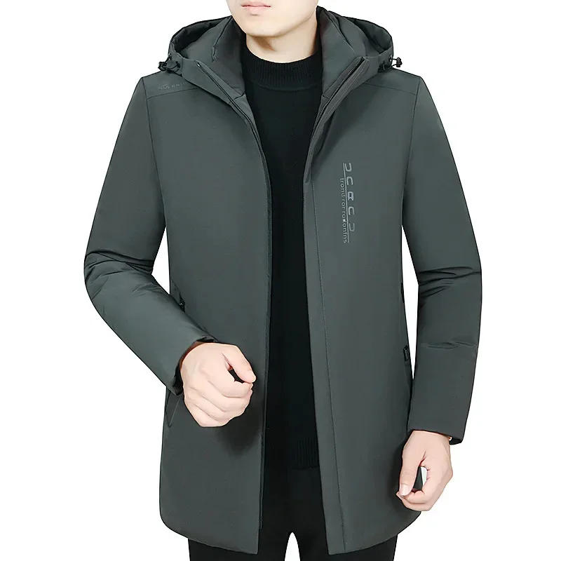 Description Picture 6 of itemMen Winter Parka Warm Thickened Hooded Cotton Jacket Plus Size Coat Solid Waterproof Bomber Zipper s