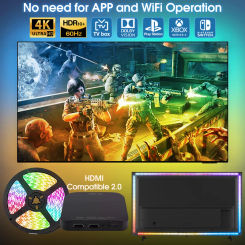 Smart  Ambient TV Backlight Real-Time Sync Color RGB LED Strip Light Kit for 4K HDMI-compatible 2.0 Device Box 40-85 Inch TV ﻿
