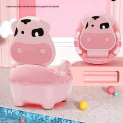 Portable Baby Training Potty Baby Toilet Cute Cow Travel Potty Splash-proof and Non-slip Ergonomic Design Toilet Training Seat