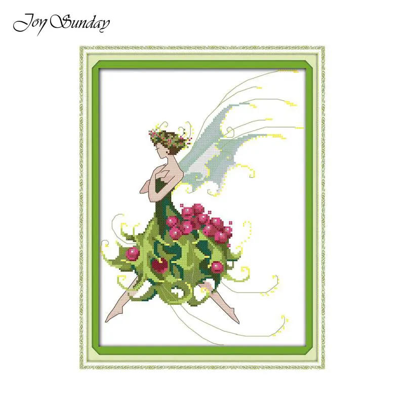 Description Picture 3 of itemJoy Sunday Fairies Pattern Cross Stitch Kits DIY DMC Thread Aida Cloth 16CT 14CT Printed Canvas Hand Embroidery Needlework Sets