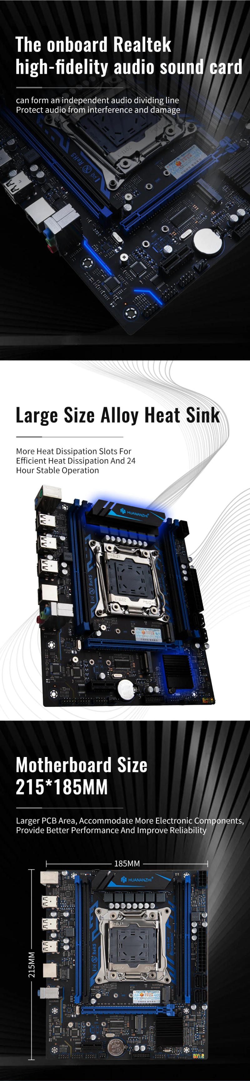 Description Picture 4 of itemHUANANZHI X99 P4F LGA 2011-3 XEON X99 Motherboard support Intel E5 V3 V4 All Series DDR4 RECC NON-ECC Memory NVME PU