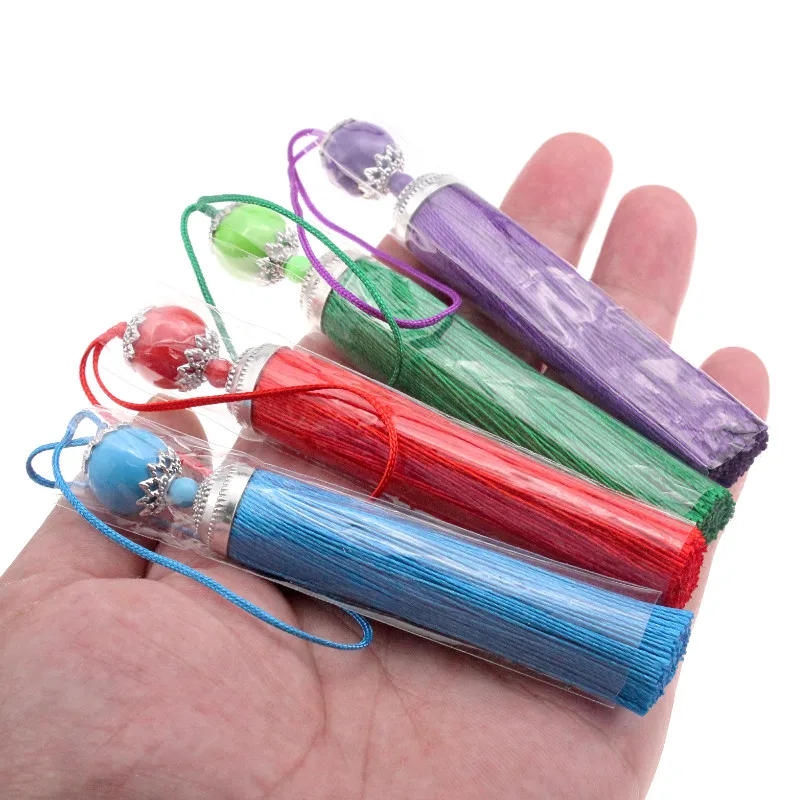 Description Picture 5 of item2Pcs 98mm Silk Tassel Fringe Brush Hanging Rope Beads Tassel Fringe Trim Pendant For Curtains Embellish Jewelry DIY Home Decor