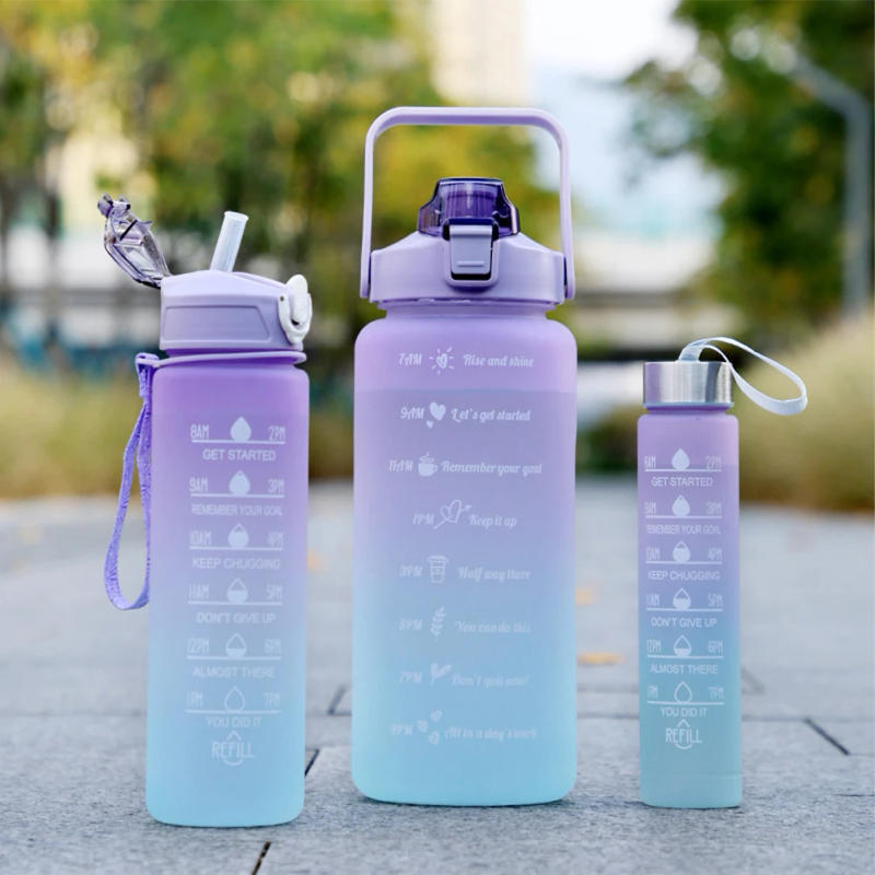 Description Picture 5 of itemSports Water Bottle 3pcs Gradient Fitness Water Bottles Set With Time Graduated Space For Camping Hiking 2000ml 750ml 300ml