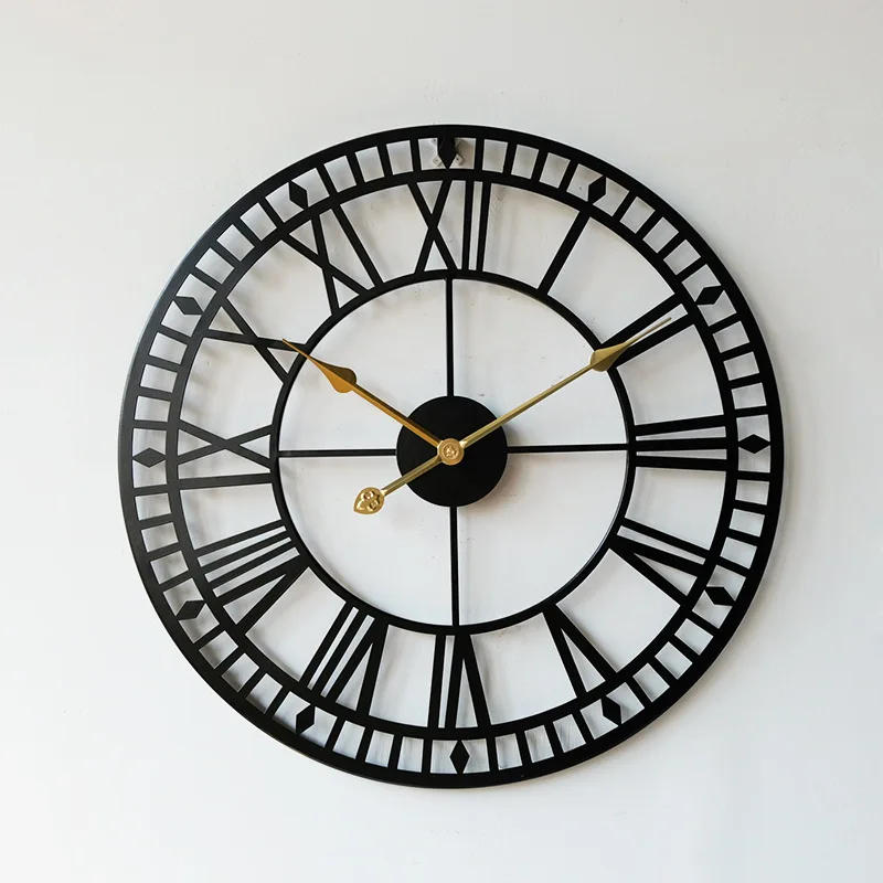 Description Picture 6 of itemModern Simple Clock Retro Hotel Wrought Iron Quartz Clocks Living Room Wall Hanging Clock Watch Home Decoration
