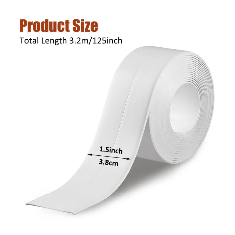 Description Picture 4 of itemPVC Waterproof Sealing Tape Bathroom Toilet Caulk Tape Kitchen Sink Countertop Mildew Fouling Proof Sealer Self Adhesive Strip