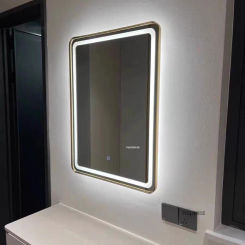 Nordic Aluminum Alloy Frame Wash Basin Bath Mirrors Light Luxury Smart Bathroom Mirrors Modern Wall Mounted Mirrors for Bathroom