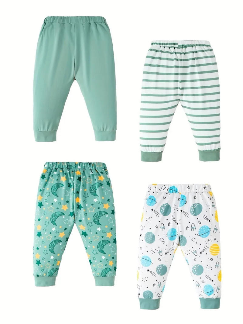 Description Picture 5 of item4PCS Newborn Baby Boy Bodysuit Outfits Long Sleeved Romper+Pants+Hat+Glove Cartoon 4 Set Soft Pajamas for Infant Baby 0-12Months