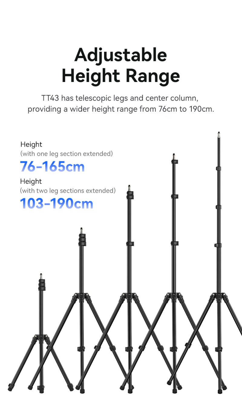 Description Picture 6 of itemUlanzi TT43 Reversible Leg Light Stand 1.9m Foldable Portable Light Stand Tripod for Max Load 6kg for DSLR Camera Smartphone