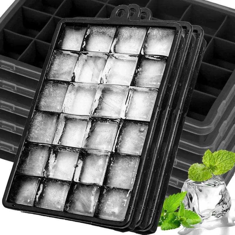 Description Picture 2 of itemSilicone Ice Cube Mold Reusable Square Ice Cube Molds with Lid Whiskey Cocktail Freezer DIY Ice Maker Barware Kitchen Gadgets