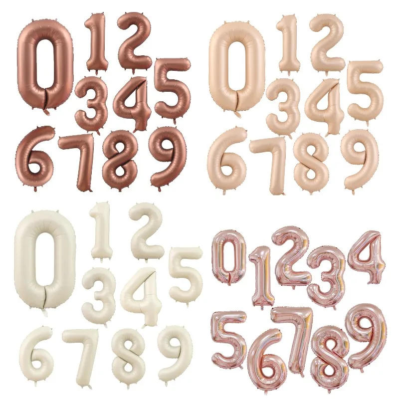 Description Picture 3 of item16/32/40inch Cream Coffee Number Foil Balloons 0 1 2 3 4 5 6 7 8 Happy Birthday Party Wedding Decorations Caramel Figures Globos