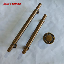 YUTOKO Brass Furniture Handles Retro Antique Bronze Kitchen Cabinet Drawer Knob Modern Drawer Pull Handle Hardware Accessoires
