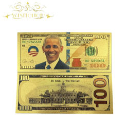 10pcs/lot America Barack Obama Banknote in 24K Gold Plated For Collection