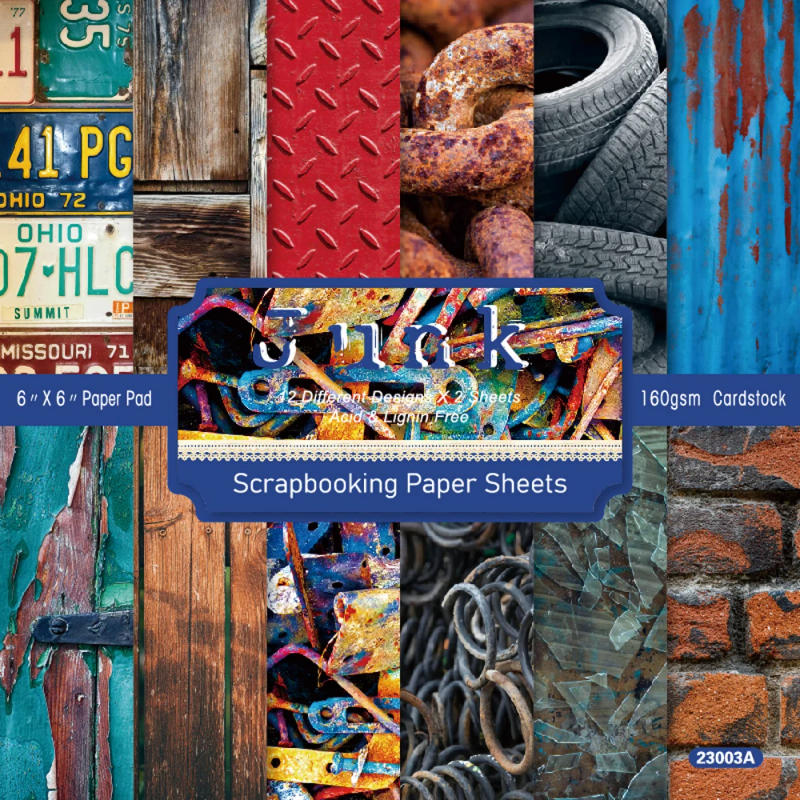 Description Picture 2 of itemKLJUYP 24 sheets 6"X6" Junk Paper Scrapbook paper Scrapbooking patterned paper pack DIY craft Background paper