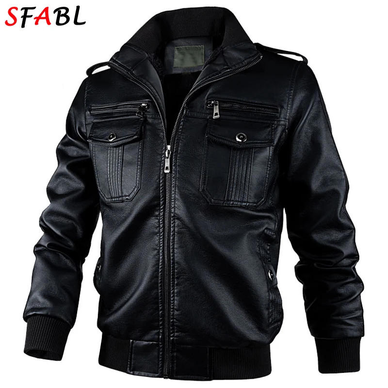 Description Picture 2 of itemFashion Motorcycle Faux Leather Jackets for Men Leather Jacket Men Windbreak Autumn Winter PU Leather Coat Man Outerwear Zip Up
