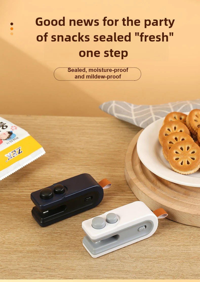 Description Picture 2 of item2 in 1 Mini Bag Heat Sealer Storage Package Snack Sealer Clip Handheld Plastic Bag Heat Sealing Machine USB Rechargable