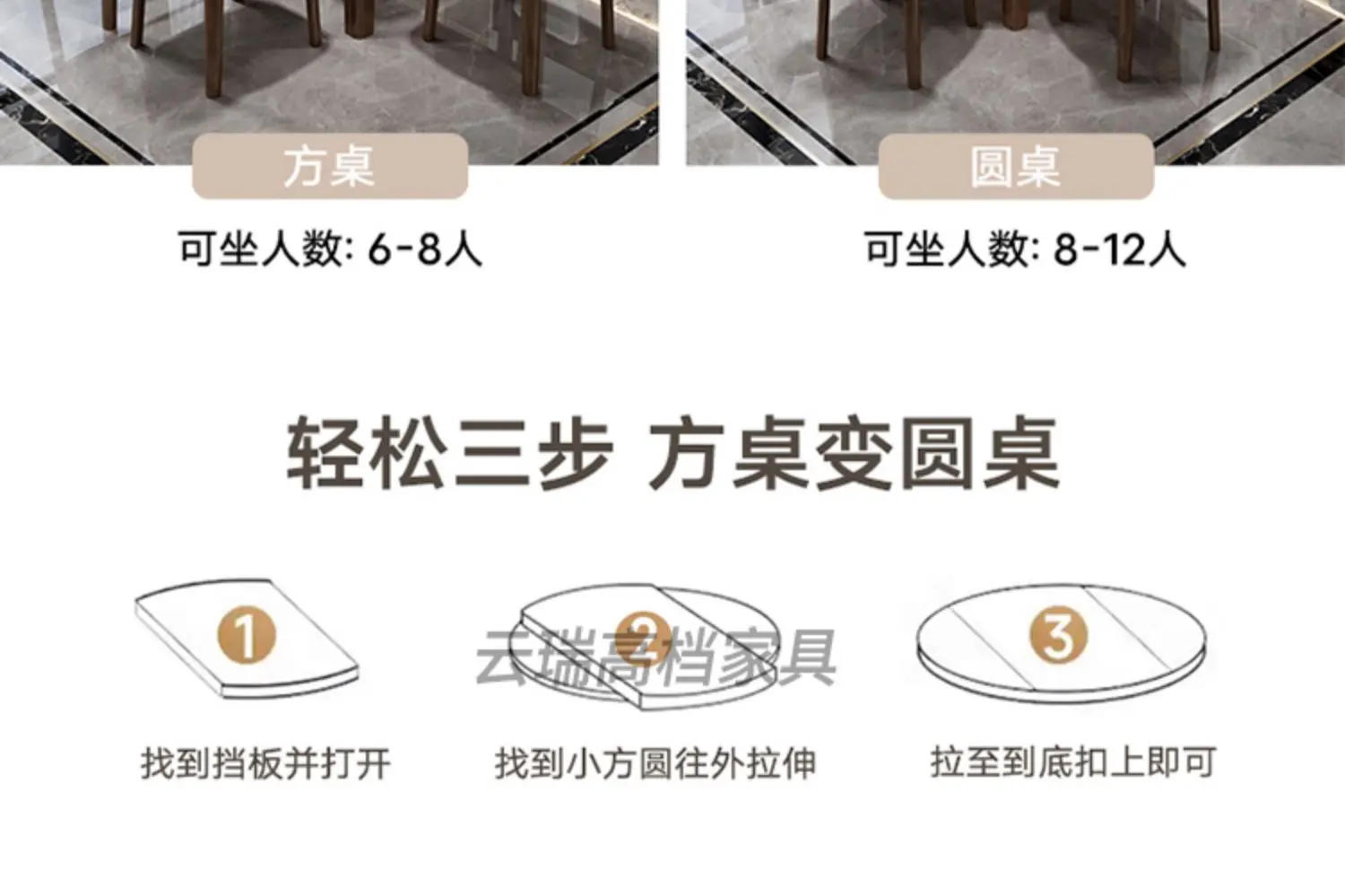 Description Picture 6 of itemDinning Tables Sets Reception Chairs Kitchen Restaurant Cafe Table Extendable Multifunction Home Furniture Esstisch Dining LT