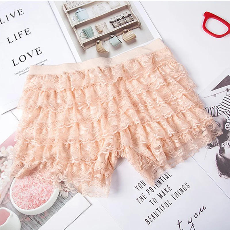 Description Picture 5 of itemRuffle Lace Safety Short Pant Elastic Lolita Casual Bow Safety Shorts Bottoming Culottes Anti-walking Shorts Summer Thin Section