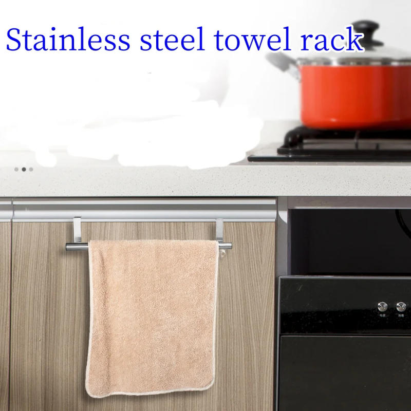Description Picture 3 of itemKitchen Cabinet Door Towel Bar Stainless Steel Door Back Towel Hanging Holder Bathroom Punch-free Towels Hooks Home Organizer