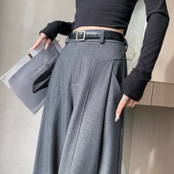 2025 New Spring Women's Wide Leg Full Length Pants High Waist Summer Female Elegant Minimalism Straight Casual Loose Trousers