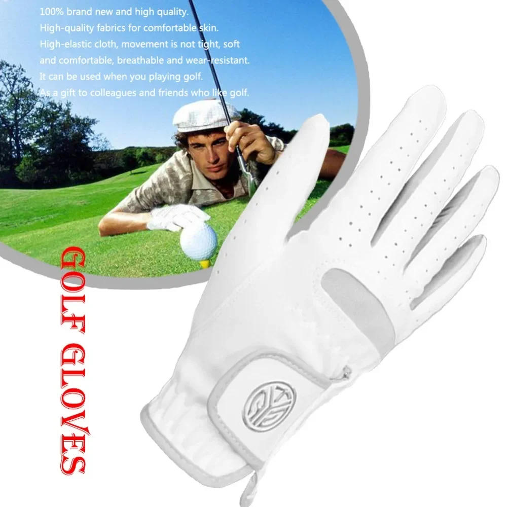 Description Picture 2 of item1 Pcs Men's Left Hand Golf Glove Right Hand Micro Soft Fiber Breathable Mens Golf Gloves White Color