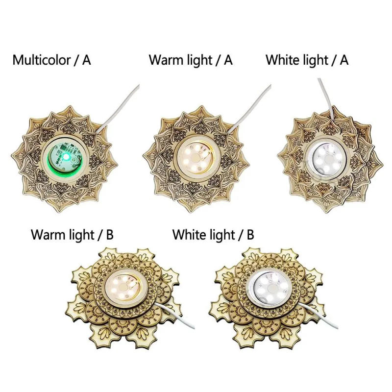 Description Picture 2 of itemLED 3D Night Light Crystal Ball Base Quadrangle Tower Shape Wooden Bracket Crystal Ball Stand Natural Stones Sphere Holder Decor