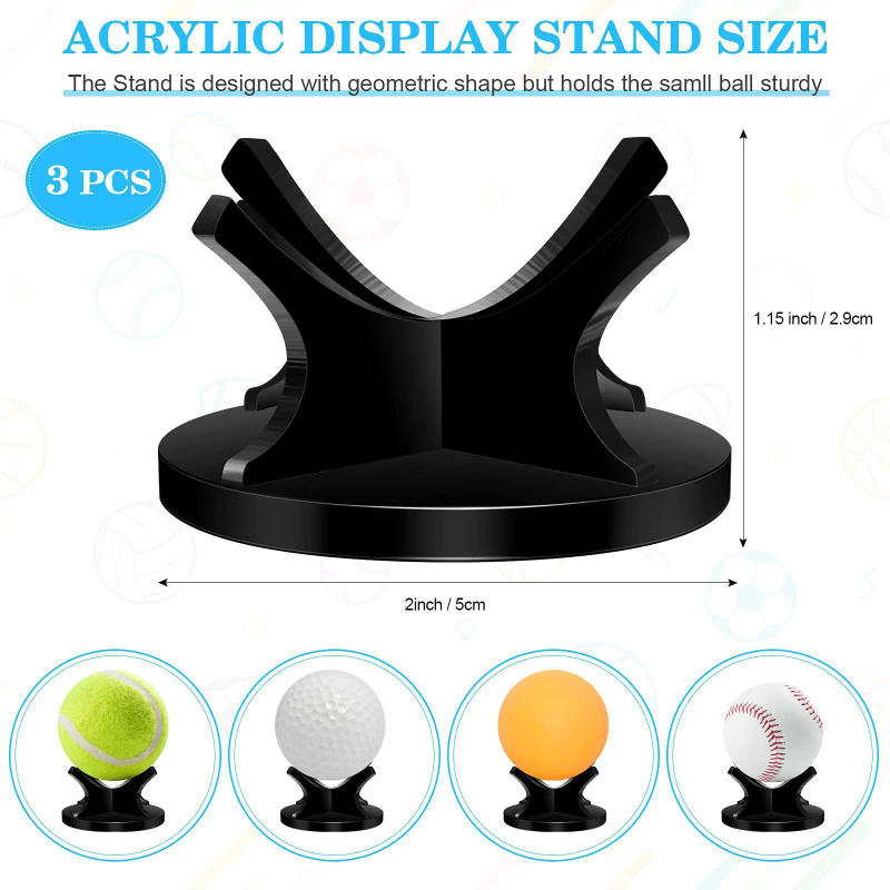 Description Picture 4 of itemAcrylic Small Ball Stand Holder Baseball Display Stand Ball Display Holder for Baseball Golf Softball Tennis Ball Spheres