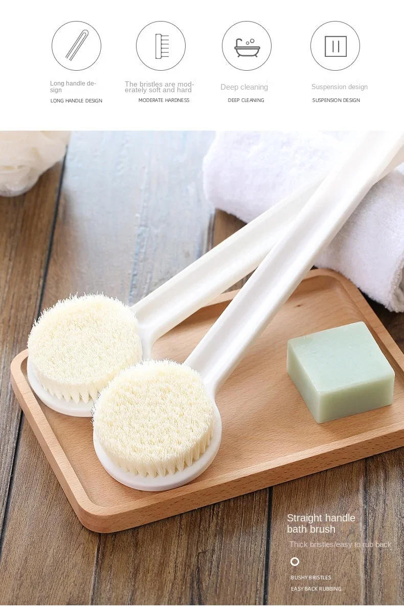 Description Picture 3 of item1pc Long Handle Back Brush for Shower Soft Bristles Body Exfoliating Bath Brush Skin Health Shower Back Scrubber Bath Supplies