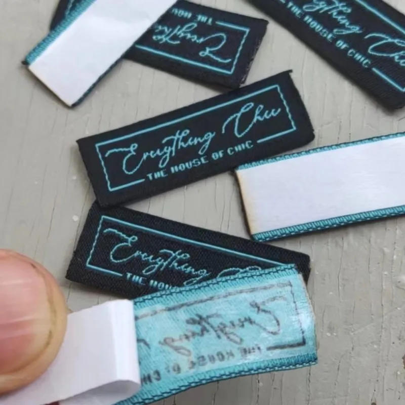 Description Picture 4 of item1000PCS Personalised Self adhesive Stickers Custom Cloth labels 5 * 1.4 cm Straight cut Yellow damask polyester Garment Sticker